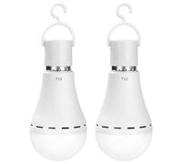 AUAUY 2PCS Bombilla Recargable, 6500 K E27 Bombillas LED Regulable de Emergencia con Gancho, Tapo Bombilla LED E27 para Colgar en Caso de Corte de Energía en el Hogar, Camping, Tienda de Electricidad