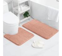 AUAUY 2PCS Juego de Alfombra BañO, Antideslizante Alfombrilla BañO+Alfombrilla de Inodoro, Suave Microfibra Alfombra Ducha, Alfombra de BañO Lavable A MáQuina, Bathroom Mat para BañEra, Ducha