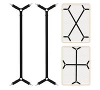 AUAUY 2PZ Extendidos Sujeta Sabanas Bajeras, Negro Correas Ajustables Sujeta Colchones,Sujeciones de Ropa de Cama para Sostener SáBanas en Lugar para Esquinas del Soporte Cama, CojíN de Sofá, 4 Clips