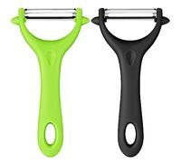 AUAUY 2Pz Pelador Patatas, Y Forma Pelador Verduras Giratorio, Negro+Verde | Pelador de Patatas para Cocina, Pelador de Pipas Mango ErgonóMico, Pelador Arcos Acero Inoxidable con Hoja Afilada