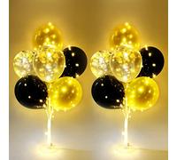 AUAUY 2Pz Soporte para Globos, Kit de Soporte de Globos de Mesa Reutilizable con 16 Globos y 2 Luces, Soporte de Globo Transparente con Base, para decoración de Bodas, Cumpleaños, Celebraciones