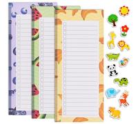 AUAUY 3PCS Bloc de Notas MagnéTico, Bloc MagnéTico para Nevera, DiseñO de Frutas To Do List, Bloc Notas con 12PCS Mini Imanes para Refrigerador, Lista Compra Nevera Magnetica, 50 Hojas por Bloc