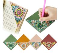 AUAUY 4PCS 5D Diamond Painting Marcapáginas Kit, Color Flores Pintura Diamantes Marca Paginas Libros, Marcapaginas con Diamantes para NiñOs y Adultos, Marcadores de Libros para Regalos de CumpleañOs