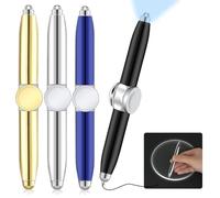 AUAUY 4PCS BolíGrafo Giratorio de Metal con Luz LED, Multifuncional Ayuda A Pensar y Aliviar El EstréS Fidget Pen, BolíGrafo Giratorio AntiestréS, Ansiedad para Adultos, Estudiantes, NiñOs