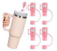 AUAUY 4PCS Tapas de Pajitas para Stanley Cup, 10mm Taza Rosa Cubiertas de Pajitas, Cubierta de Paja Prueba de Polvo Reutilizables, Pajitas Tapa Consejos para Stanley Accesorios, Cubierta Puntas Pajita