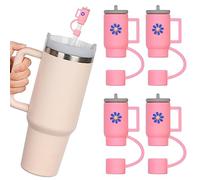 AUAUY 4PCS Tapas de Pajitas para Stanley Cup, 10mm Taza Rosa Roja Cubiertas de Pajitas, Cubierta de Paja Prueba de Polvo Reutilizables, Pajitas Tapa Consejos para Stanley Cup Accesorios