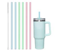 AUAUY 6 PCS PláStico Pajitas Reutilizables para Stanley 40Oz 30Oz(1180ml/890ml) Coloridas Pajitas para Stanley Adventure Quencher Travel Tumbler con Cepillo de Limpieza