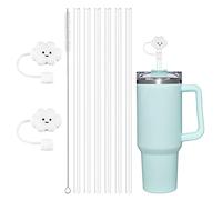 AUAUY 6 PCS PláStico Pajitas Reutilizables para Stanley 40Oz 30Oz (1180ml/890ml) Transparentes Pajitas para Stanley Adventure Quencher Travel Tumbler con Cubiertas de Pajita Tapas y Cepillo Limpieza