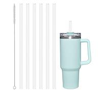 AUAUY 6 Piezas Pajitas PláStico de Repuesto para Stanley 40Oz 30Oz(1180ml/890ml) Transparentes Pajitas para Stanley Adventure Quencher Travel Tumbler con Cepillo de Limpieza para Vasos