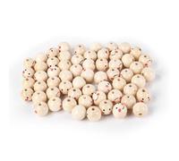 AUAUY 60 Piezas Cuentas de Madera Con Cara Sonriente, Bolas Para Manualidades, Natural de 20mm Con 4,5mm Agujero Para Hacer Ángeles de Navidad