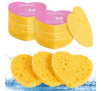 AUAUY 60Pzs Esponjas faciales comprimidas, Desmaquillantes, Corazón, Beige