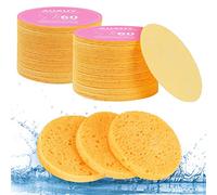 AUAUY 60Pzs Esponjas faciales comprimidas, Desmaquillantes, Redonda, Beige