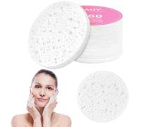 AUAUY 60Pzs Esponjas faciales comprimidas, Desmaquillantes, Redonda, Blanco