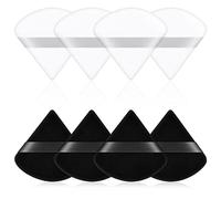 AUAUY 8 PCS Soplos de Polvo, Triángulo Polvos Puffs,Maquillaje Puff con Correa Esponja Herramientas para Maquillaje en Húmedo Seco Cojín Esponja para Polvo Suelto o Rubor de Base(4PCSNegro+4PCSBlanco)