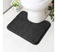 AUAUY Alfombra BañO con U Forma, Alfombrilla BañO Antideslizante, Extra Suave Microfibra Alfombra Ducha, Alfombra de BañO Lavable A MáQuina, Bathroom Mat para Inodoro, BañEra, Ducha (50X40cm, Negro)