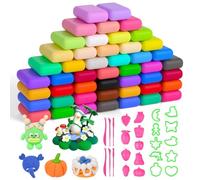 AUAUY Arcilla Polimerica Secado al Aire, 48 Colores Arcilla PoliméRica con 6 Herramientas para Esculpir y 19 Moldes, Foamy Moldeable Air Dry Clay, Plastilina Regalo para NiñOs y NiñAs de 3 a 12 AñOs