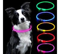 AUAUY Collar LED Perro Luminoso Recargable USB, Ajustable e Impermeable para Mascotas Pequeñas, Medianas y Grandes (Rosa)