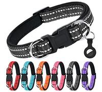 AUAUY Collar Reflectante para Perros, Ajustable, Neopreno Forrado, con Anillo Doble D y Hebilla de Liberación Rápida, para Perros Pequeños, Medianos y Grandes (Negro-M)