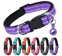 AUAUY Collar Reflectante para Perros, Ajustable, Neopreno Forrado, con Anillo Doble D y Hebilla de Liberación Rápida, para Perros Pequeños, Medianos y Grandes (Púrpura-L)