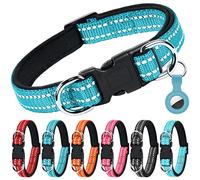 AUAUY Collar Reflectante para Perros, Ajustable, Neopreno Forrado, con Anillo Doble D y Hebilla de Liberación Rápida, para Perros Pequeños, Medianos y Grandes (Lago Azul-L)