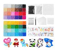 AUAUY Cuentas para Planchar, 26000pcs Cuentas y Abalorios Hama Beads, 2.6mm Kit de Cuentas de fusibles de Agua con 2 Tableros, 14 Tarjetas de Patrón, Pinzas, Papel de Planchar y 6 Llaveros