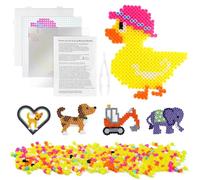 AUAUY Cuentas para Planchar, 500pcs Cuentas y Abalorios Hama Beads, 5mm Kit de Cuentas de fusibles de Agua con Tarjetas de Patrón de Pato, Tableros, Pinzas, Papeles de Planchar