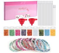 AUAUY Glitter Bracelet Making Kits Gifts, 31PCS Brillo 3D Pulsera de Lentejuelas Haciendo Kits, Glitter Water Bracelets Craft Kit, DIY Kit de Actividad Manual Creativos para NiñAs de 6-12 AñOs