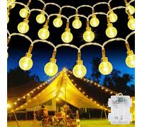 AUAUY Guirnalda de luces para exteriores, funciona con pilas, 6 m, 40 LED, luces de Navidad parpadeantes impermeables para jardín, patio, cenador, balcón, decoración de dormitorio (blanco cálido)