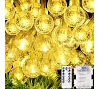 AUAUY Guirnalda Luces Exterior 10m 100LED, Funciona Con Pilas 8 Modos, Decoración Jardín Interior y Exterior, Lights Outdoor (Blanco Cálido)