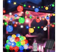 AUAUY Guirnaldas Luces Exterior Solar, 12m 100LED 8 Modos Guirnalda Luces con Control Remoto, Recarga Solar/USB IP65 Impermeable Farolillos Exterior y Interior para Patio, JardíN, Fiesta (Coloridas)