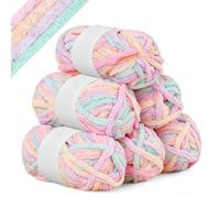 AUAUY Hilo de Chenilla, 6 x 50 g Chenilla de Terciopelo, Colores | Arco Iris Hilo Tejido a Mano, para Mantas, Prendas, Bufandas, Suéteres y Guantes