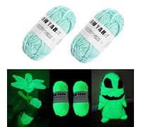 AUAUY Hilo Que Brilla en la Oscuridad, 2 Rollos de Hilo Luminoso Para Ganchillo, Suministros de Costura de 55 Yardas para Manualidades, Tejer, Ganchillo y Suministros para Fiestas (Azul)