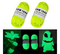 AUAUY Hilo Que Brilla en la Oscuridad, 2 Rollos de Hilo Luminoso Para Ganchillo, Suministros de Costura de 55 Yardas para Manualidades, Tejer, Ganchillo y Suministros para Fiestas (Amarillo)