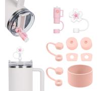 AUAUY Juego de Accesorios, 2PCS Tapas con Pajita, 6PCS Tapones, Rosa | para Vasos Stanley, Taza No Incluida, Silicona A Prueba de Fugas, 1 Funda Silicona ara 40Oz y 30Oz Stanley Cup Accesorios, (