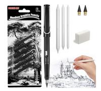 AUAUY Juego de Dibujo Lapiz Eterno, 13PCS LáPices Eternos para Dibujar, LáPiz Sin Tinta PortáTil Reutilizable con Puntas Reemplazables y Borrador, LáPiz de Punta de Grafito Reemplazable para Escribir