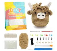 AUAUY Kit de Ganchillo para Principiantes, Becerro Juego de Animales de Ganchillo para Starters, Hilo, Ojos, Relleno, con Tutoriales en Video Paso a Pas, Perfecto para DIY y Tejido a Mano