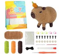 AUAUY Kit de Ganchillo para Principiantes, Capibara Juego de Animales de Ganchillo para Starters, Hilo, Ojos, Relleno, con Tutoriales en Video Paso a Pas, Perfecto para DIY y Tejido a Mano