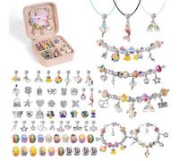 AUAUY Kit para Hacer Pulseras, 66 Piezas en Color con Caja de Almacenamiento, Adecuado para Personas de 15 Años en Adelante, Set de Manualidades para Crear Joyería