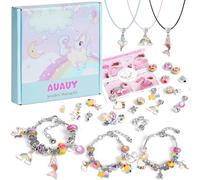 AUAUY Kit para Hacer Pulseras Niñas, 66PCS Color Hacer Pulseras NiñAs, Regalo NiñA 5 6 7 8 9 10 11 12 AñOs Abalorios para Hacer Pulseras, Manualidades Juguetes NiñA 7 8 AñOs para Navidad y Pascua