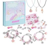 AUAUY Kit para Hacer Pulseras Niñas, 66PCS Rosa Hacer Pulseras NiñAs, Regalo NiñA 5 6 7 8 9 10 11 12 AñOs Abalorios para Hacer Pulseras, Manualidades Juguetes NiñA 7 8 AñOs para Navidad y Pascua