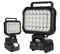 AUAUY Lámpara de Trabajo para Makita 18 V, 105 W 6800lm Foco LED Inalámbrica Portátil, LED Lámpara con 2 Puertos USB para Camping, Reparación de Vehículos y Emergencias (sin Batería)