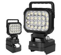 AUAUY Lámpara de Trabajo para Makita 18 V, 72 W 5400lm Foco LED Inalámbrica Portátil, LED Lámpara con 2 Puertos USB para Camping, Reparación de Vehículos y Emergencias (sin Batería)