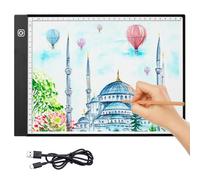 AUAUY Mesa de Luz para Calcar, A4 Mesa de Luz Alimentado Por Usb, 3 Niveles Brillo Ajustable Tableta de Luz, Mesa de Dibujo Almohadilla de Luz Rastreo Brillo Regulable Continua para Diamond Painting