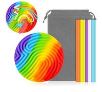 AUAUY Redondo Tablero de Actividad Sensorial para Aliviar el EstréS, Silicona Tablero Sensorial de DiseñO de Doble Cara con Bolsa PortáTil y 13 Cuerdas para NiñOs Mayores de 3 AñOs y Adultos (Color)