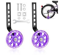 AUAUY Ruedines de Apoyo Universales para Bicicleta Infantil, 1 par con Destello, Ruedas Auxiliares Ultraestables, Previenen Caídas, Estabilizadores Bicicleta para 12, 14, 16 y 18 Pulgadas (Morado)