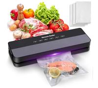 AUAUY Sellador al vacío, máquina selladora al vacío 5 en 1 con potente succión de 65 KPA, sellador al vacío multifuncional para alimentos secos y húmedos, conservación fresca de alimentos, 30 bolsas