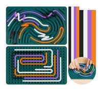 AUAUY Tablero de Actividad Sensorial para Aliviar el EstréS, Silicona Tablero Sensorial de DiseñO de Doble Cara con Bolsa PortáTil y 20 Cuerdas para NiñOs Mayores de 3 AñOs y Adultos, TDAH y Autismo