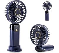 AUAUY Ventilador de Mano Turbo Portátil, 2000mAh con 6 Velocidades, Azul | Mini Ventilador USB, Plegable 180° 3-en-1 para Mano, Cuello o Mesa, para Viajes, Oficina, Uso al Aire Libre, Maquillaje