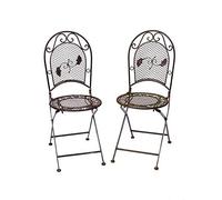 aubaho 2X Silla por 9 kg Silla de Hierro Forjado Silla Plegable marrón Estilo Antiguo