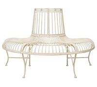 aubaho Banco de jardín árbol Banco Antiguo Estilo de Metal jardín Crema Blanco 134cm